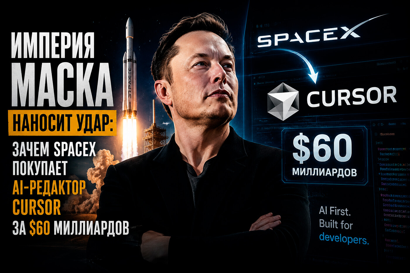 Империя Маска наносит удар: зачем SpaceX покупает AI-редактор Cursor за $60 миллиардов