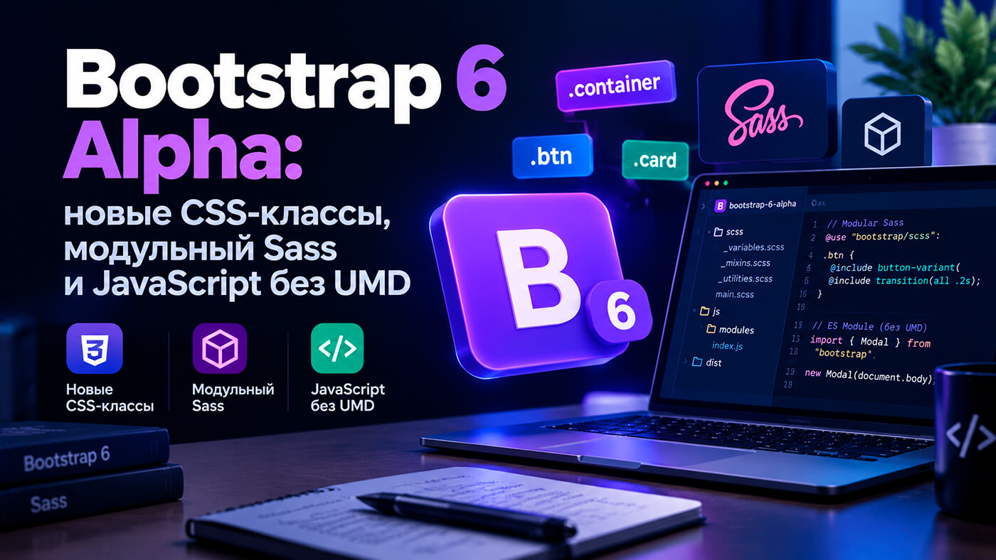 Bootstrap 6 Alpha: новые CSS-классы, модульный Sass и JavaScript без UMD