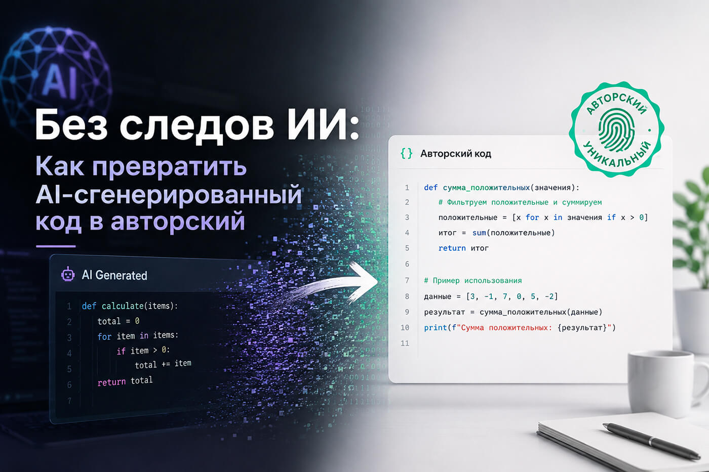Без следов ИИ: Как превратить AI-сгенерированный код в авторский