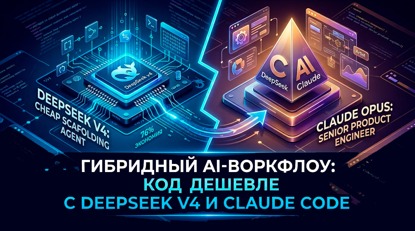 Гибридный AI-воркфлоу: Как экономить 76% на кодинге с DeepSeek v4 и Claude Code