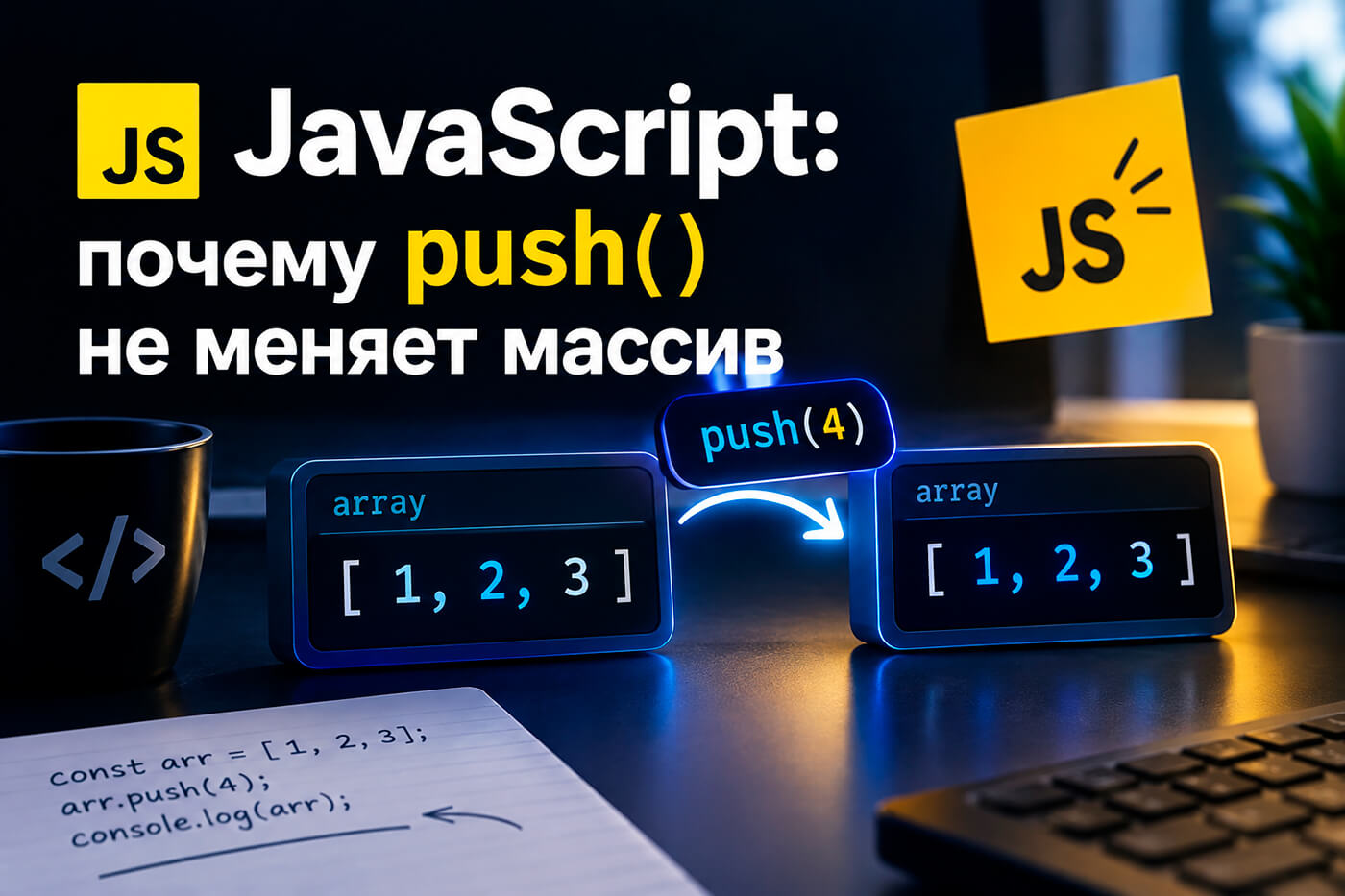 JavaScript: почему push() не меняет массив
