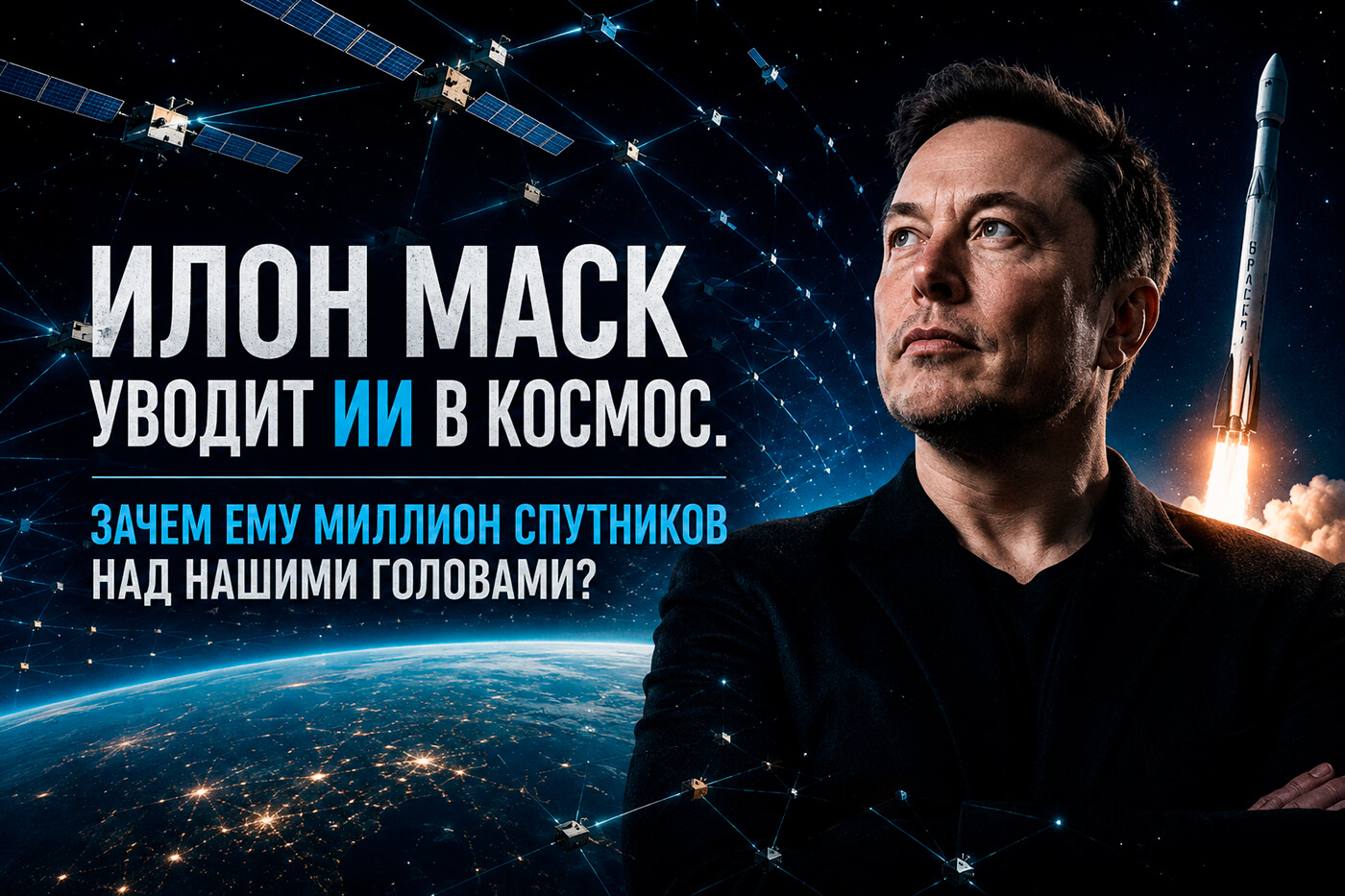 Илон Маск хочет вывести миллион ИИ-спутников в космос. Зачем SpaceX строит орбитальный дата-центр