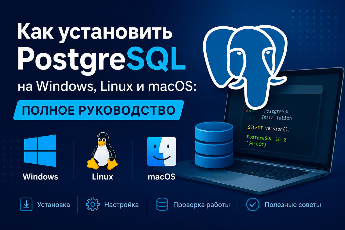 Как установить PostgreSQL на Windows, Linux и macOS: полное руководство