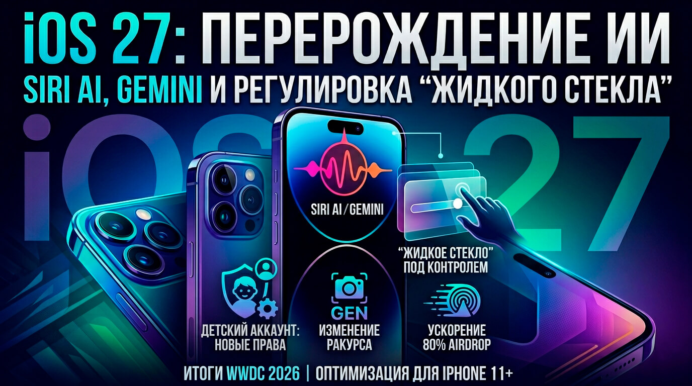 Эра Siri AI и тонкая настройка интерфейса: Итоги презентации iOS 27 на WWDC 2026