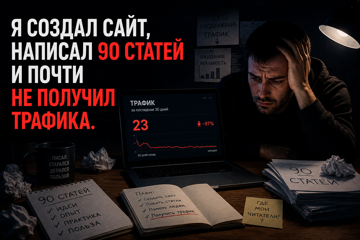 Я создал сайт, написал 90 статей и почти не получил трафика. Ошибки первых месяцев