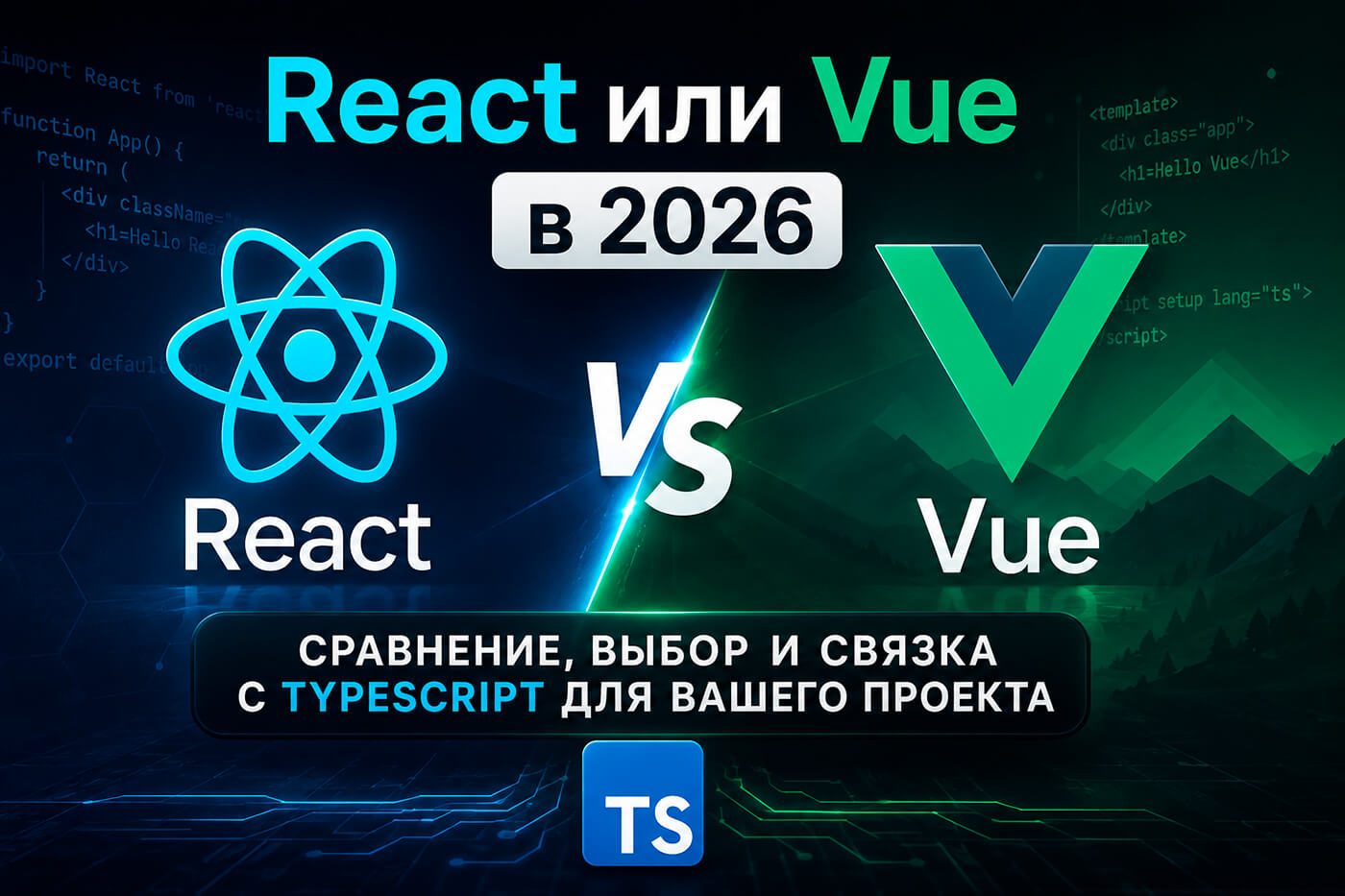 React или Vue в 2026: Сравнение, выбор и связка с TypeScript для вашего проекта