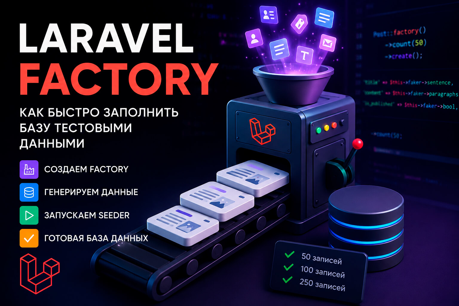 Как использовать Laravel Factory для быстрого наполнения базы данных