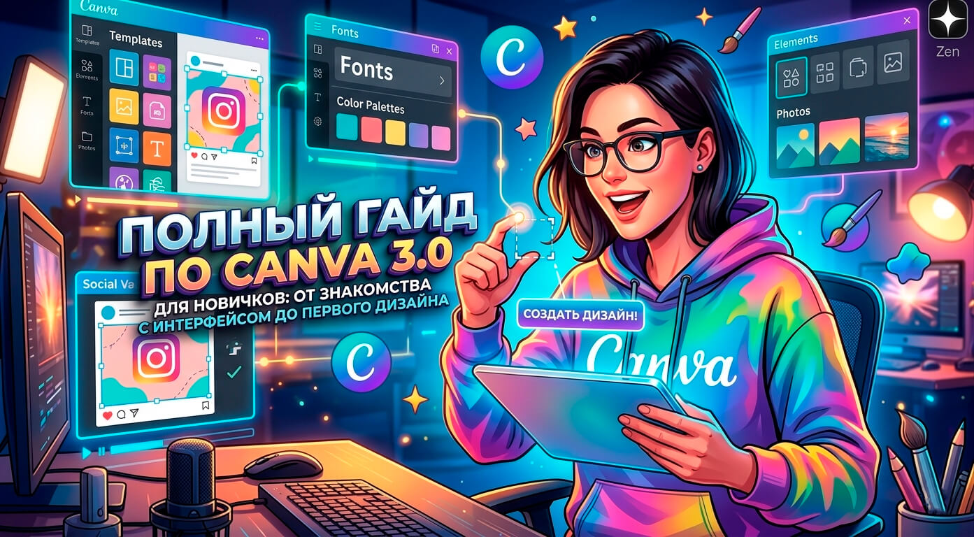 Полный гайд по Canva для новичков: от знакомства с интерфейсом до создания первого дизайна