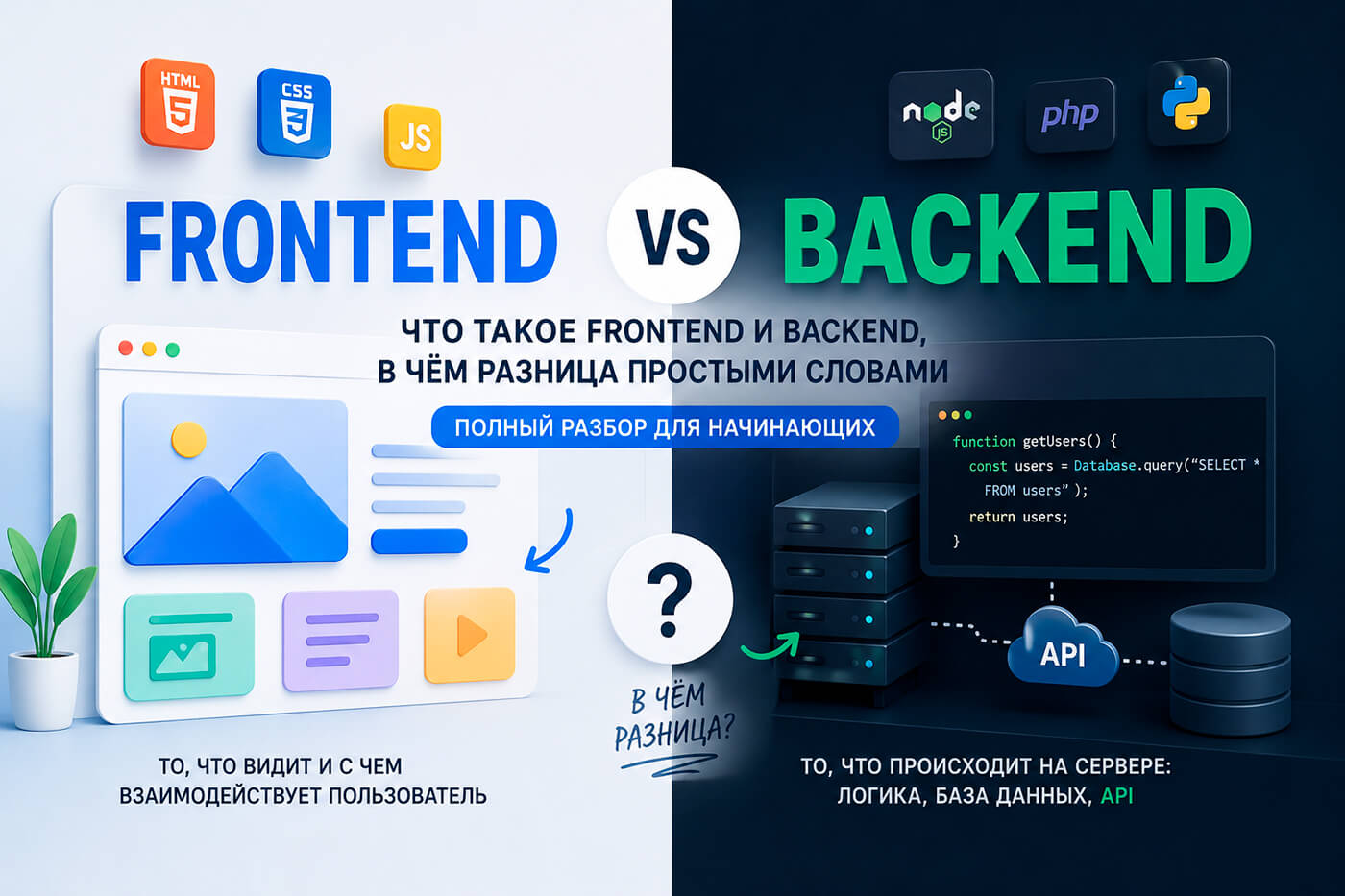 Что такое frontend и backend, в чём разница простыми словами (полный разбор для начинающих)