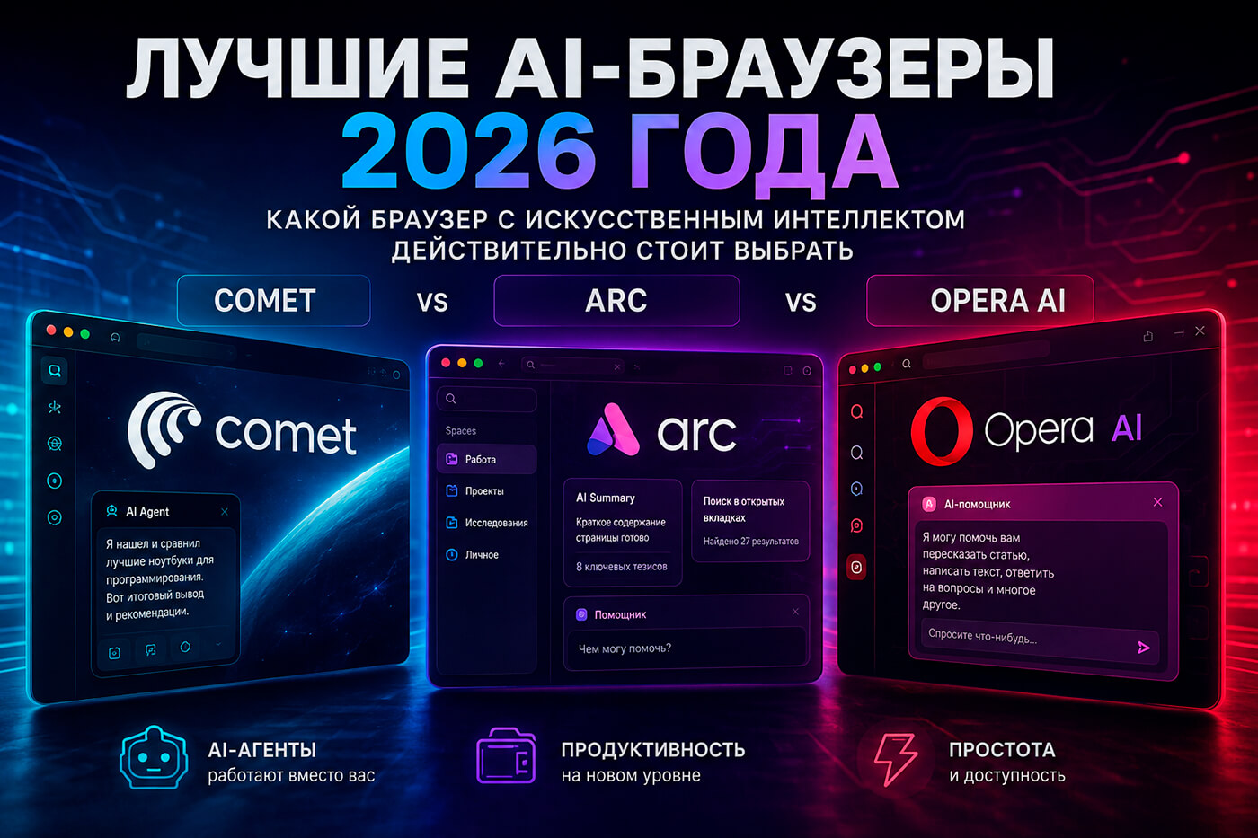 Лучшие AI-браузеры 2026: сравниваем Comet, Arc и Opera