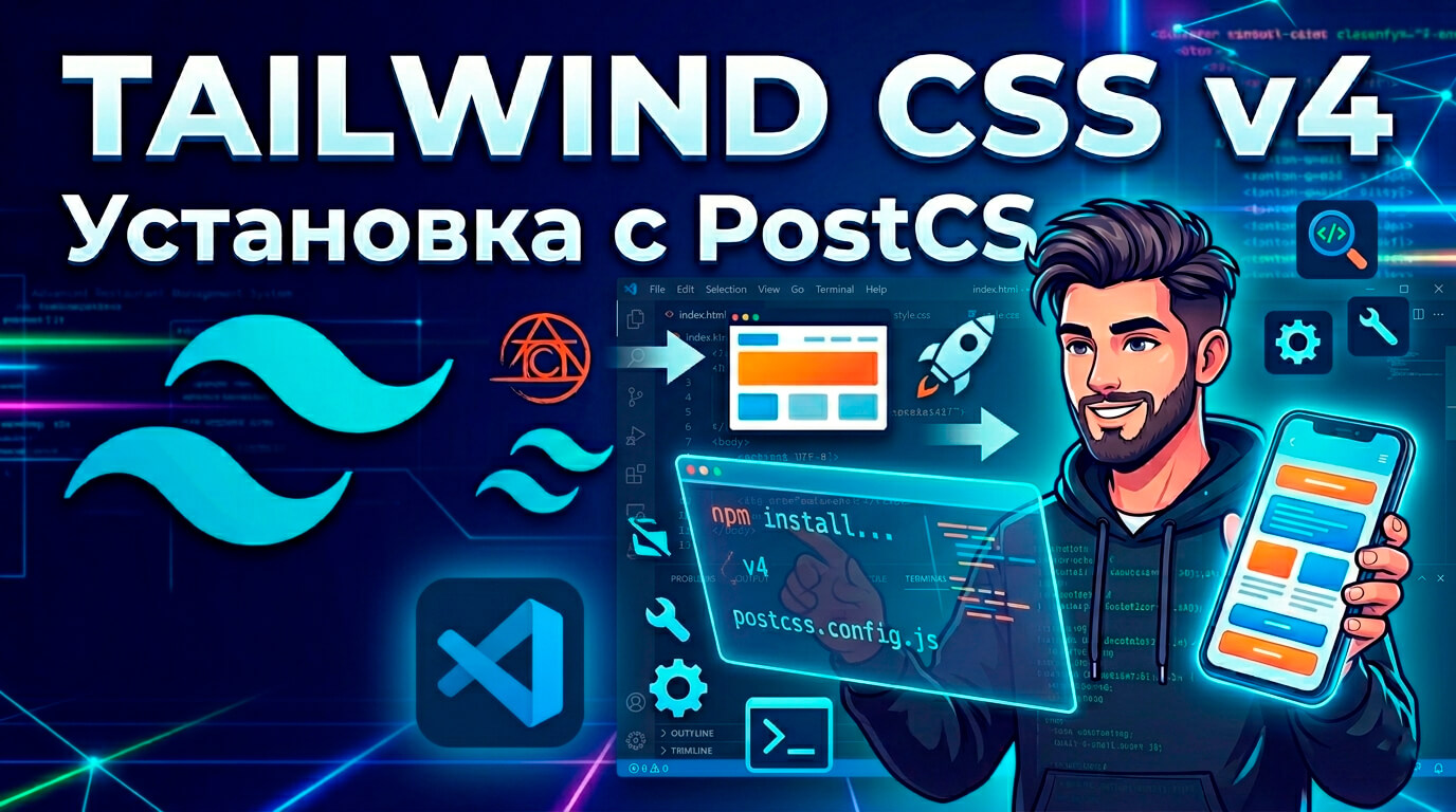 Tailwind CSS v4: Полный гид по установке с PostCSS для новичков