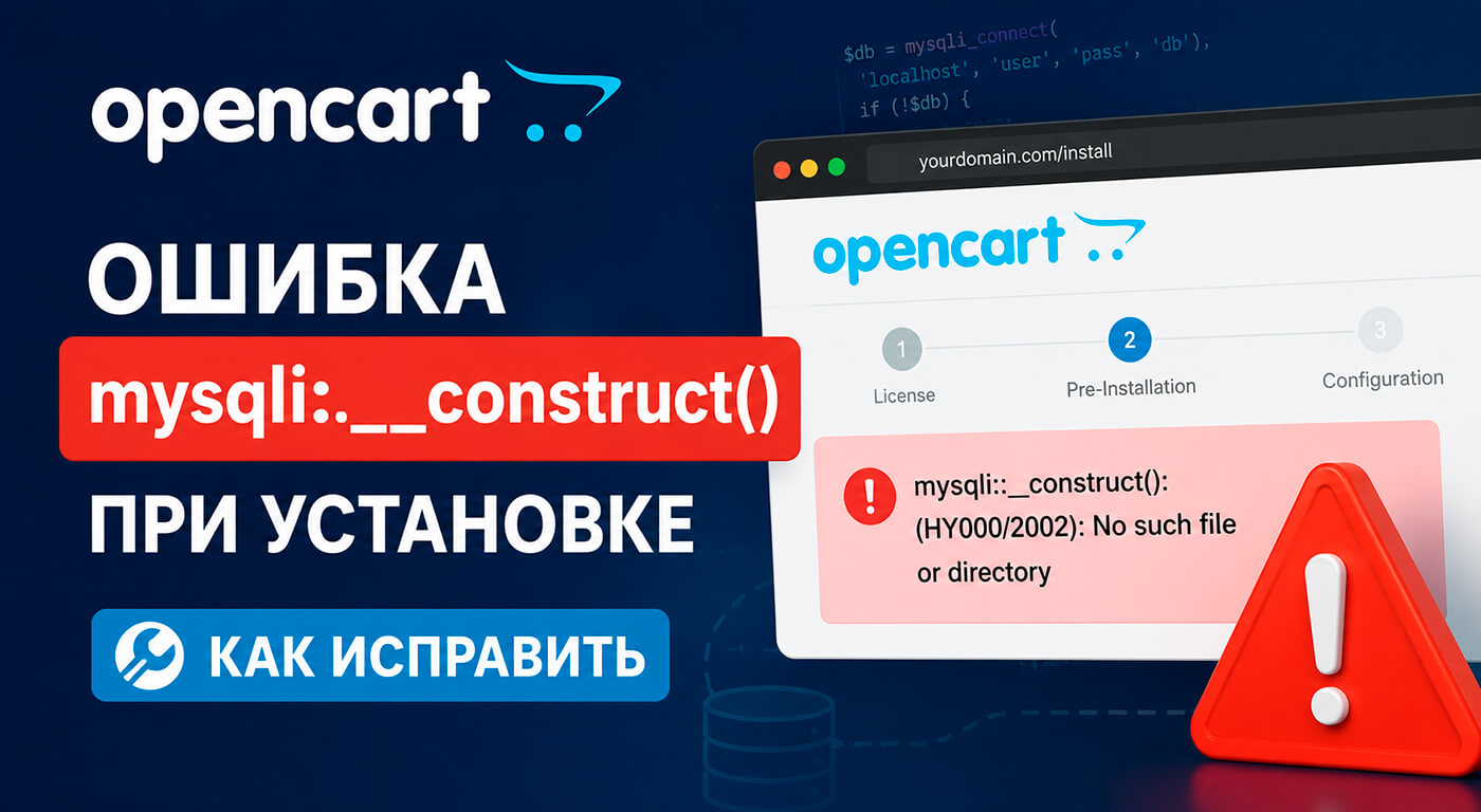 OpenCart: ошибка mysqli::__construct() при установке - как исправить