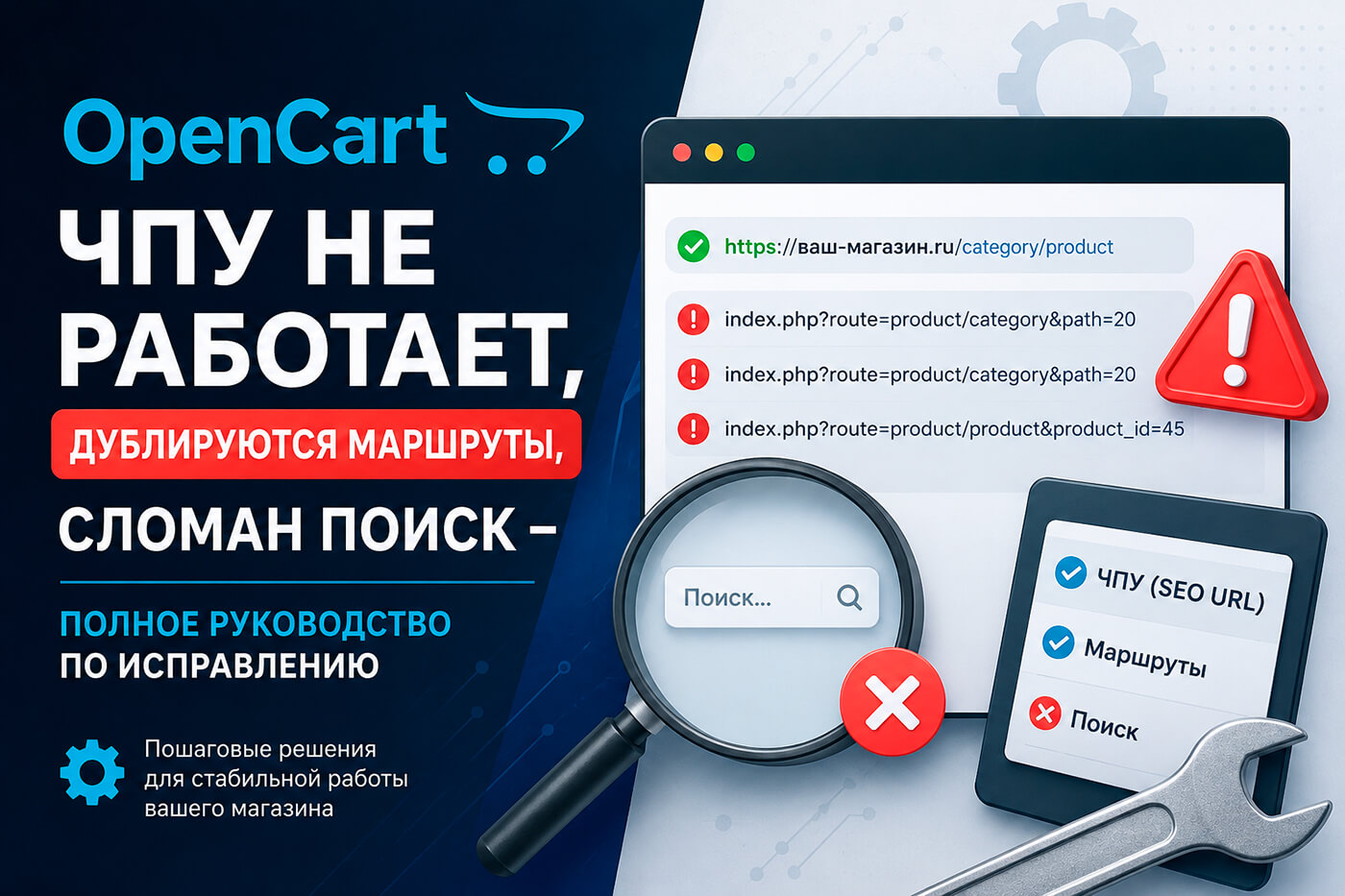 OpenCart: ЧПУ не работает, дублируются маршруты, сломан поиск - полное руководство по исправлению