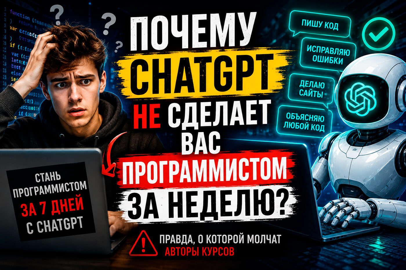 ChatGPT и программирование, почему AI не заменяет обучение, несмотря на популярные обещания