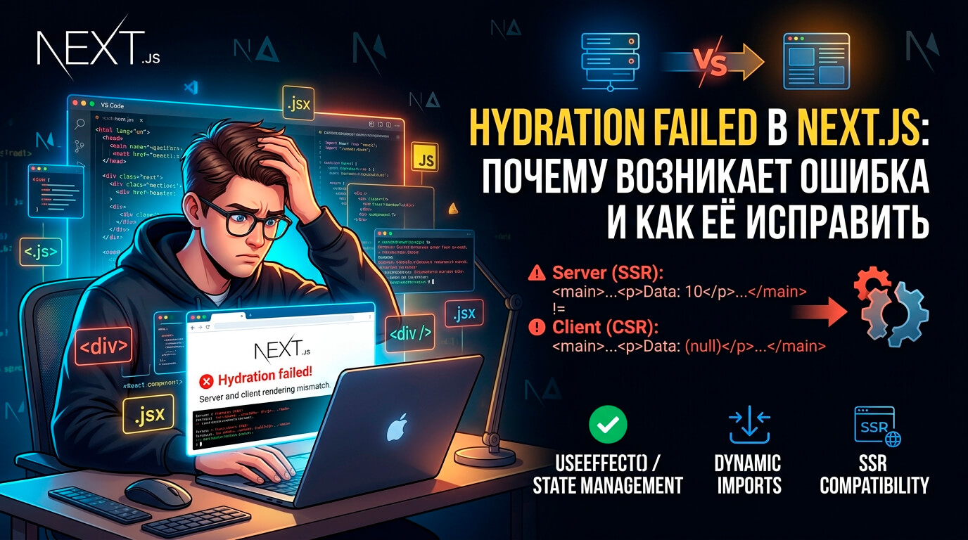 Hydration failed в Next.js: почему возникает ошибка и как её исправить