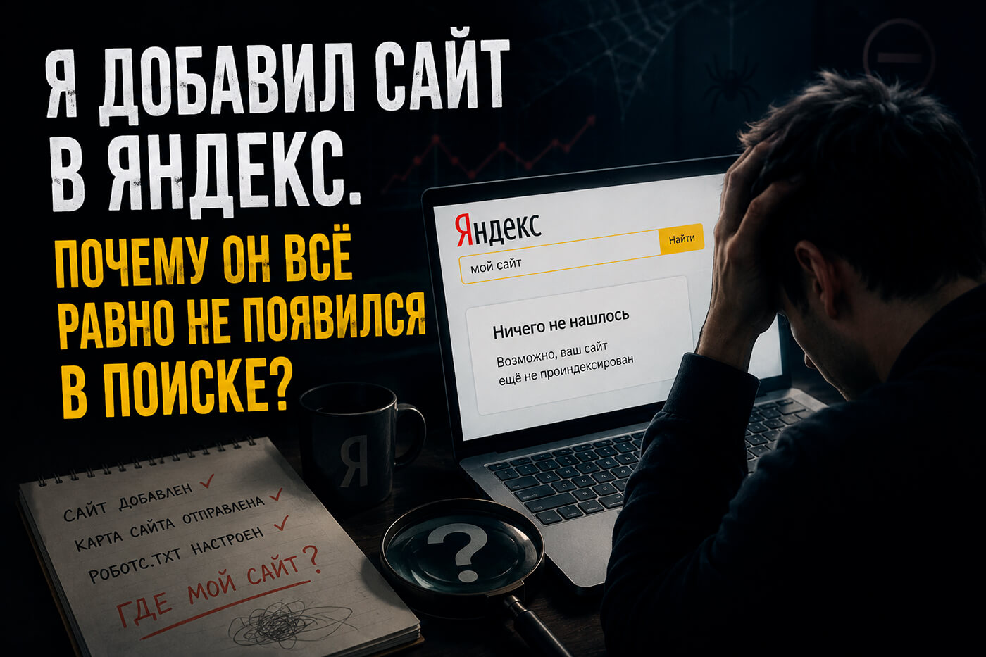 Я добавил сайт в Яндекс. Почему он всё равно не появился в поиске?